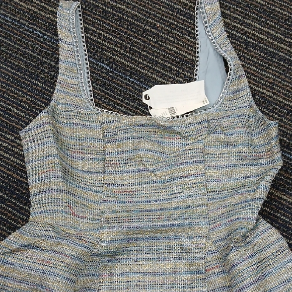 NWT Anthropologie Sleeveless Square-Neck Tweed Fit & Flare Mini Dress Size 0 - Picture 4 of 7